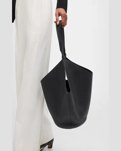 Khaite Lotus Medium Pebbled Leather Tote Bag In Dark Ivory