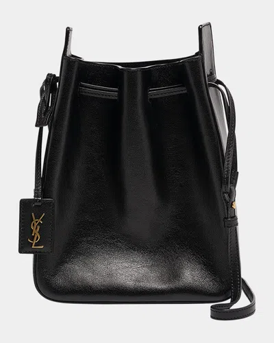 Saint Laurent Small Ysl Bucket Bag In Calfskin In Nero