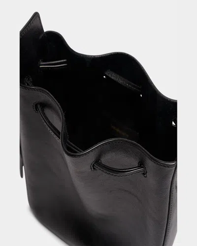 Saint Laurent Small Ysl Bucket Bag In Calfskin In Nero