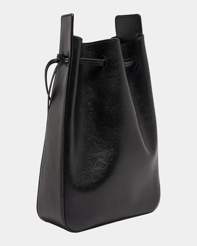 Saint Laurent Small Ysl Bucket Bag In Calfskin In Nero