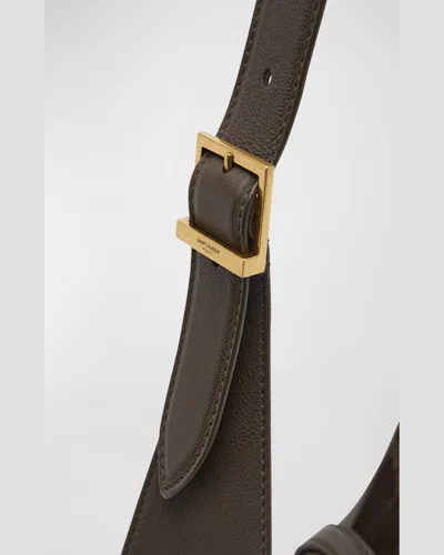 Saint Laurent Le 5 A 7 Ysl Small Hobo In Smooth Supple Leather In Strong Moss