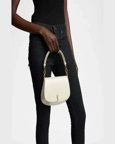 Saint Laurent Voltaire Top-handle Bag In Smooth Leather In Dark Toffee