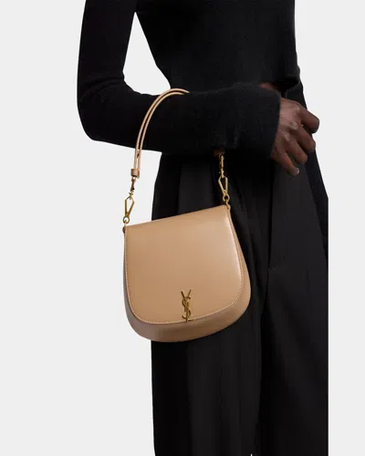 Saint Laurent Voltaire Top-handle Bag In Smooth Leather In Dark Toffee