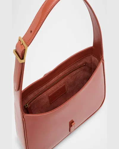 Saint Laurent Le 5 A 7 Ysl Shoulder Bag In Patent Leather In Mild Rose