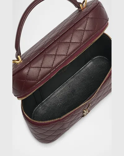 Saint Laurent Gabby Mini Vanity Case In Quilted Leather With Gold Hardware In Dark Toffee