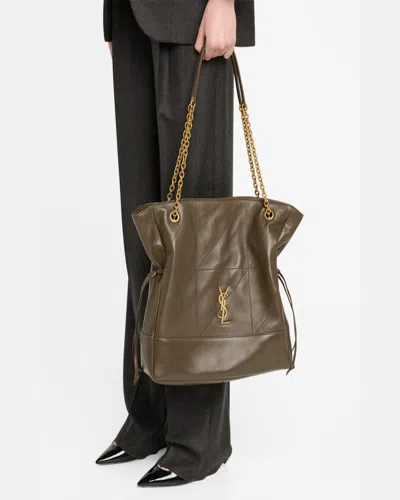 Saint Laurent Jamie 4.3 Shopping Tote Bag In Quilted Leather In Green