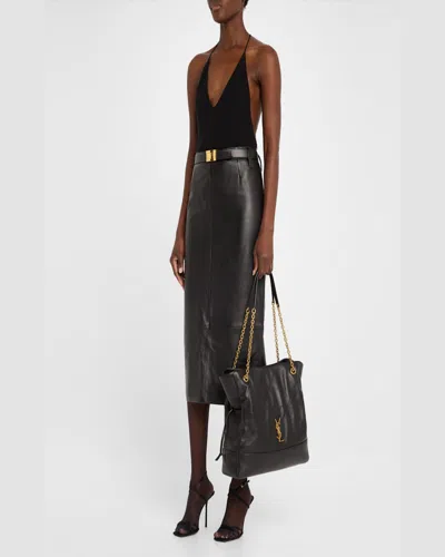 Saint Laurent Jamie 4.3 Shopping Tote Bag In Quilted Leather In Green