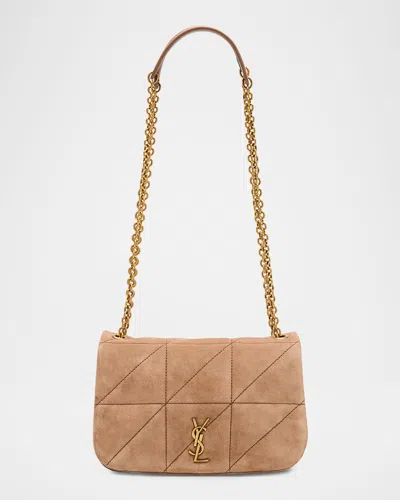 Saint Laurent Jamie 4.3 Mini Ysl Chain Shoulder Bag In Quilted Suede In Whisper Pink
