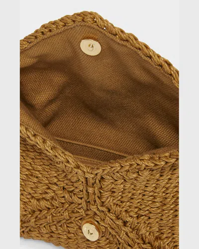 Saint Laurent Cassandre Small Ysl Pouch Clutch Bag In Raffia In Light Brown