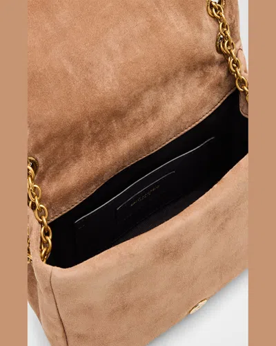 Saint Laurent Jamie 4.3 Mini Ysl Chain Shoulder Bag In Quilted Suede In Whisper Pink