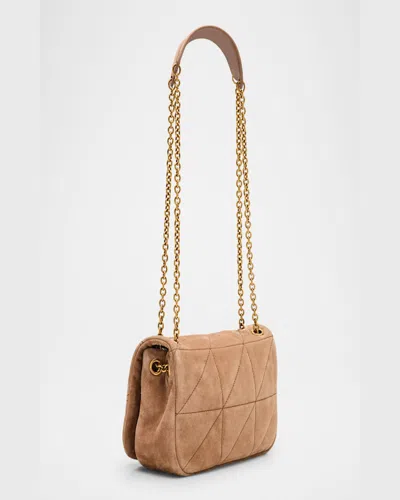 Saint Laurent Jamie 4.3 Mini Ysl Chain Shoulder Bag In Quilted Suede In Whisper Pink
