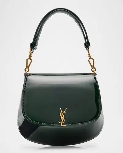 Saint Laurent Ysl Flap Top-handle Bag In Patent Leather In Fir Leaf