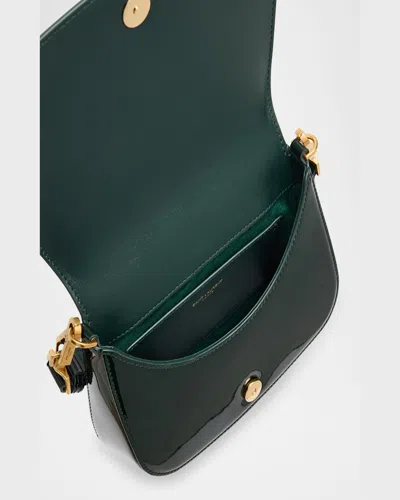 Saint Laurent Ysl Flap Top-handle Bag In Patent Leather In Fir Leaf
