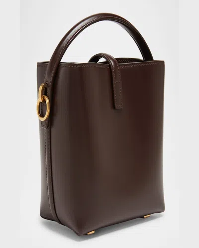 Saint Laurent Le 37 Ysl Bucket Bag In Smooth Leather In Arabica