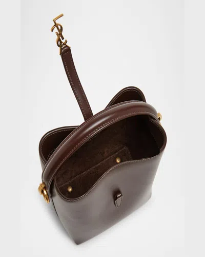 Saint Laurent Le 37 Ysl Bucket Bag In Smooth Leather In Arabica