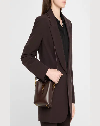 Saint Laurent Le 37 Ysl Bucket Bag In Smooth Leather In Arabica