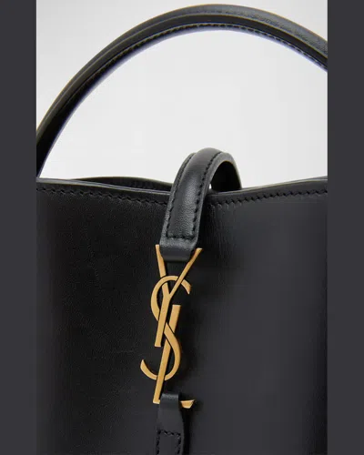 Saint Laurent Le 37 Ysl Bucket Bag In Smooth Leather In Arabica