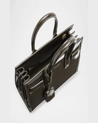 Saint Laurent Sac De Jour Nano Top-handle Bag In Patent Leather In Green