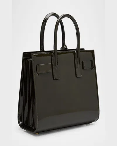 Saint Laurent Sac De Jour Nano Top-handle Bag In Patent Leather In Green