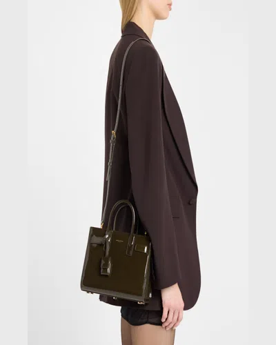 Saint Laurent Sac De Jour Nano Top-handle Bag In Patent Leather In Green