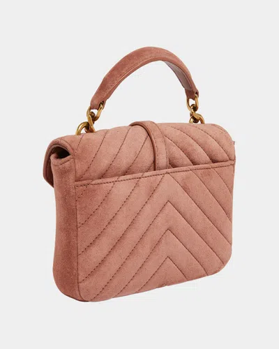 Saint Laurent College Mini Chain Shoulder Bag In Suede In Golden Leaf