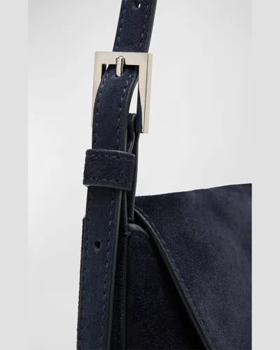 Savette The Small Tondo Suede Hobo Bag In Black