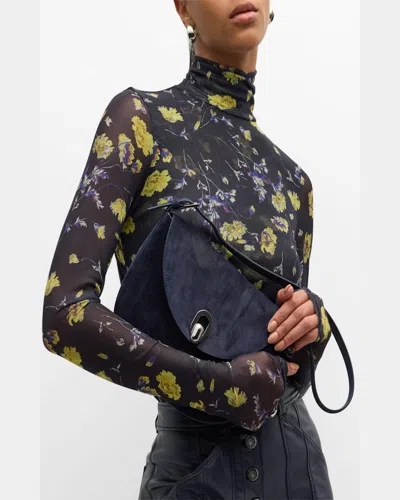 Savette The Small Tondo Suede Hobo Bag In Black