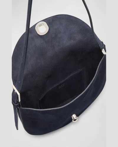 Savette The Small Tondo Suede Hobo Bag In Black