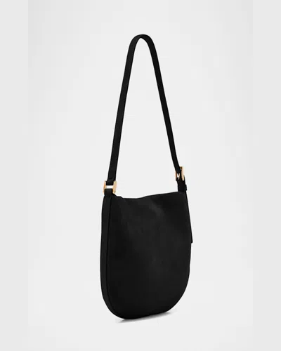 Savette The Small Tondo Suede Hobo Bag In Black