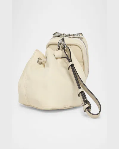 Moncler Nylon And Leather Double Pouch Bag In Natural
