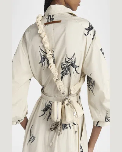 Moncler Nylon And Leather Double Pouch Bag In Natural