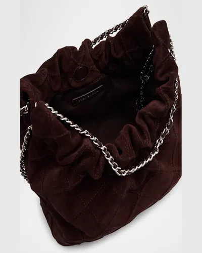 Tory Burch Fleming Mini Suede Crossbody Bag In Licorice Suede