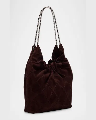 Tory Burch Fleming Mini Suede Crossbody Bag In Licorice Suede