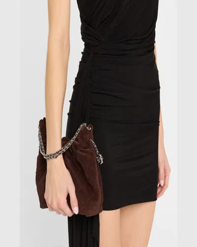 Tory Burch Fleming Mini Suede Crossbody Bag In Licorice Suede