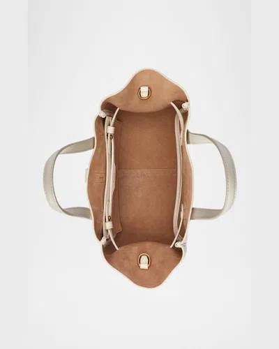 Polo Ralph Lauren Polo Id Small Grain Leather Tote Bag In Ivory