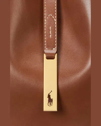 Polo Ralph Lauren Womens Cuoio Polo Id Small Leather Shoulder Bag In Cuoio