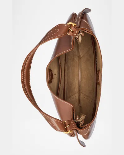 Polo Ralph Lauren Womens Cuoio Polo Id Small Leather Shoulder Bag In Cuoio