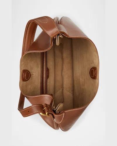 Polo Ralph Lauren Polo Id Medium Leather Shoulder Bag In Brown