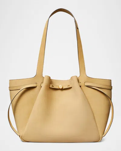 Tory Burch Romy Nubuck Leather Tote Bag In Wheat