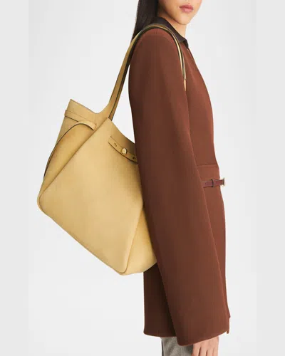 Tory Burch Romy Nubuck Leather Tote Bag In Wheat