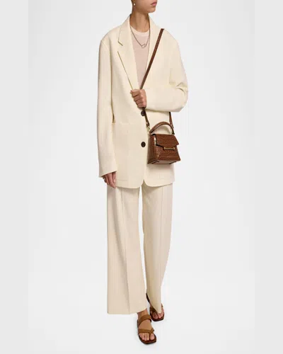 Strathberry Mosaic Nano Croc Leather Top-handle Bag In Walnut