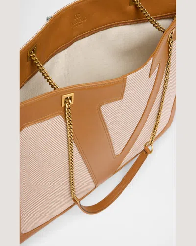Valentino Large Canvas And Leather Viva Superstar Tote Bag In Brown