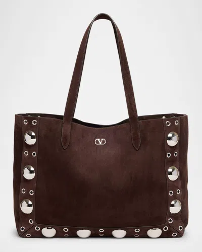 Valentino 'nellcôte' Small Tote Bag In Testa Di Moro