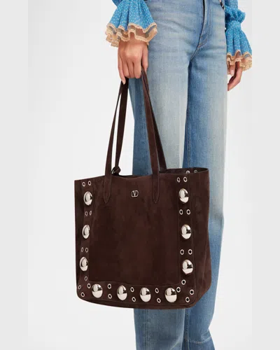 Valentino 'nellcôte' Small Tote Bag In Testa Di Moro