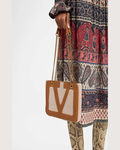Valentino Small Tote Bag Chain Strap In Tobacco Spice