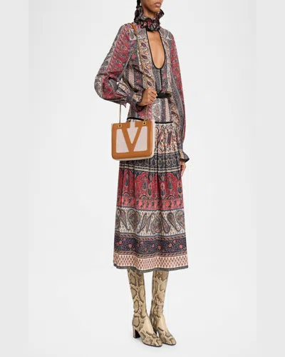 Valentino Small Tote Bag Chain Strap In Tobacco Spice