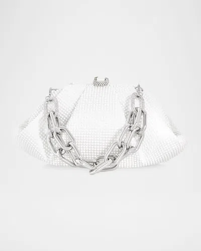 Judith Leiber Gemma Pearly Rhinestone Top-handle Bag In Silver Pearl