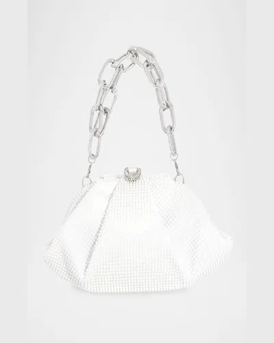 Judith Leiber Gemma Pearly Rhinestone Top-handle Bag In Silver Pearl