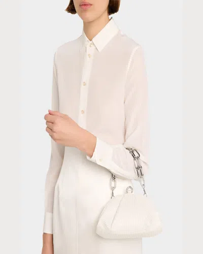 Judith Leiber Gemma Pearly Rhinestone Top-handle Bag In Silver Pearl