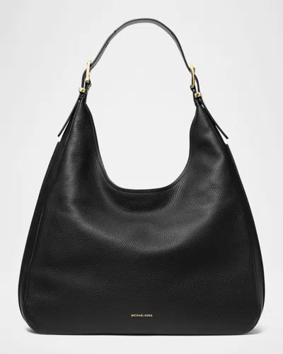 Michael Michael Kors Nolita Large Pebbled Leather Hobo Shoulder Bag In Black